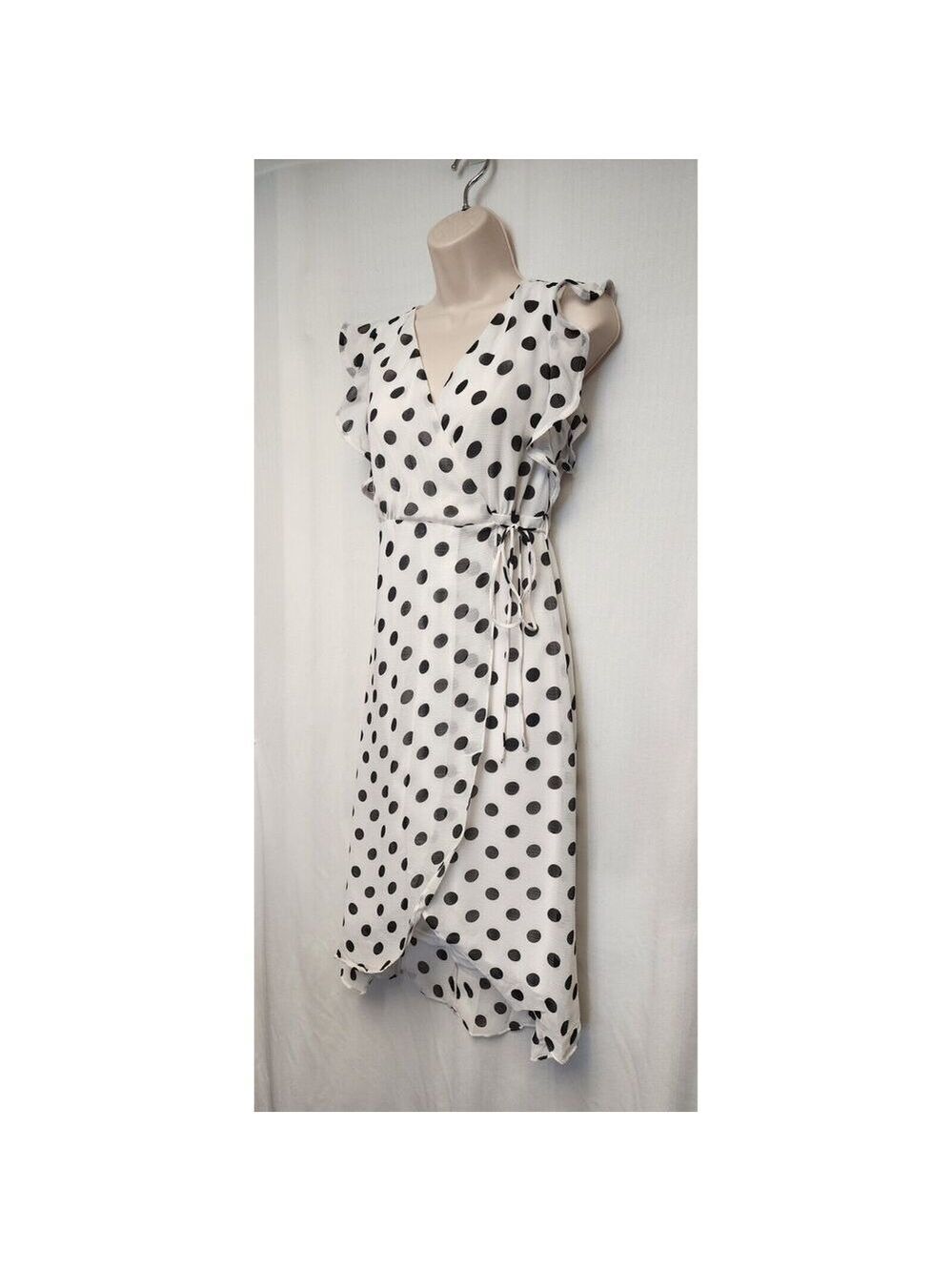 Favlux Fashion Womens Dresses Ladies Polka-Dots Dot Wrap Dress Size SM - Picture 3 of 6
